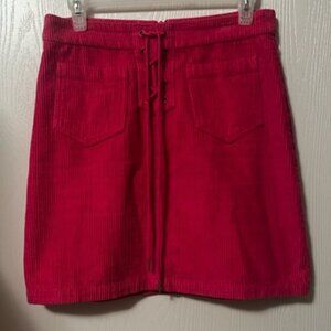 LAZY OAF Pink Lace-Up Front Pocket Corduroy Skirt UK 10 (US 6)